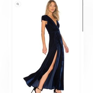 Tularosa Sid Wrap Dress Blue Velvet